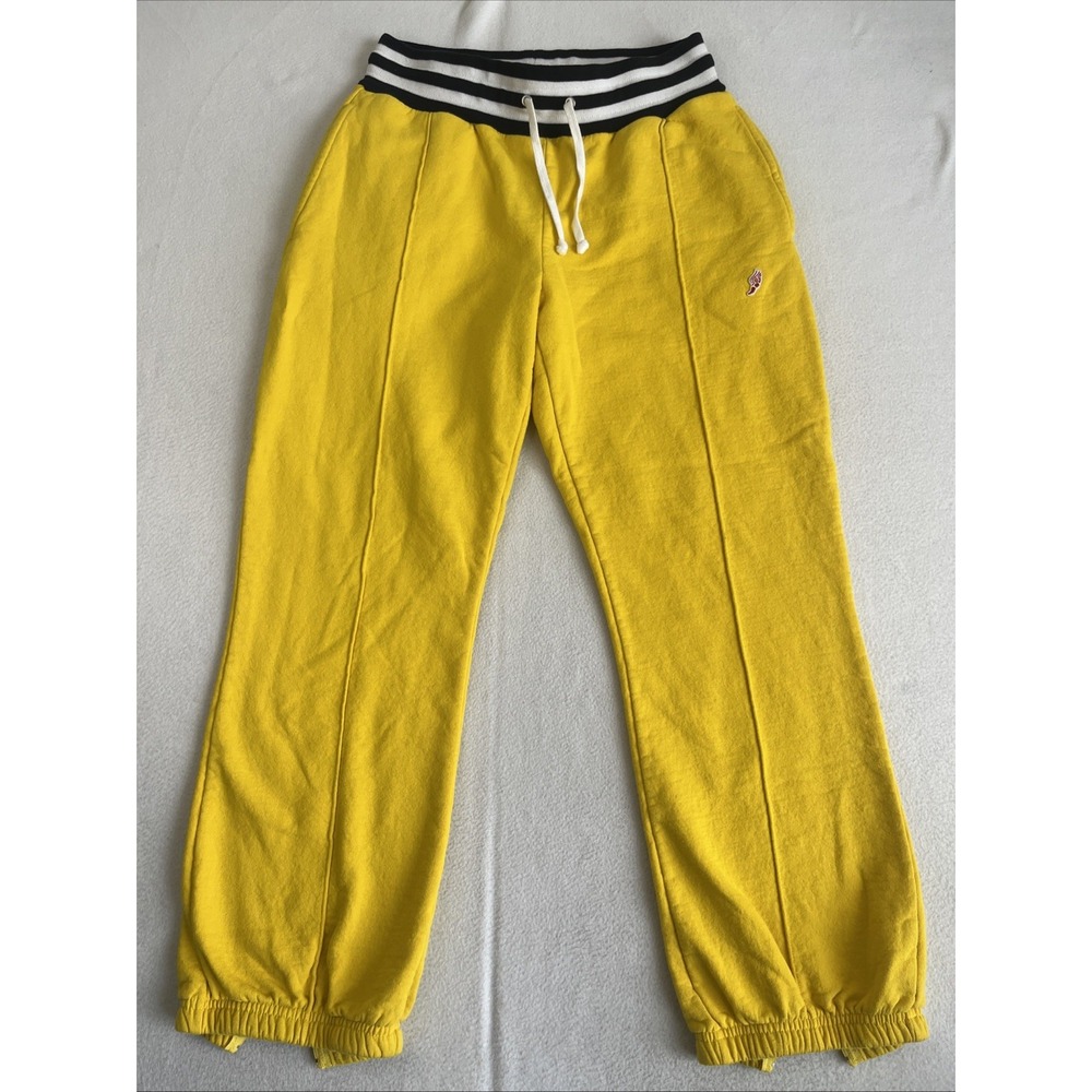 Noah Mens Medium Sweatpants Yellow Joggers Fleece Lined Zipper Cuffs Canada